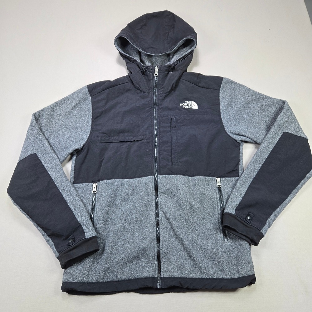 The North Face Fleece Jacket Hooded Colorblock Gray Black Mens Size S